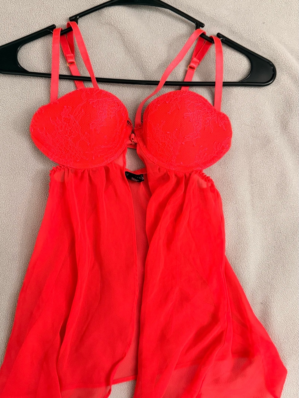 Victoria's Secret Bright Red Lace & Chiffon Babydoll Chemise